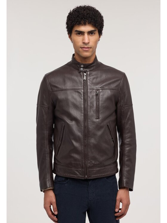 Trussardi Trussardi Giacca di pelle R301M000054N053 Marrone Regular Fit