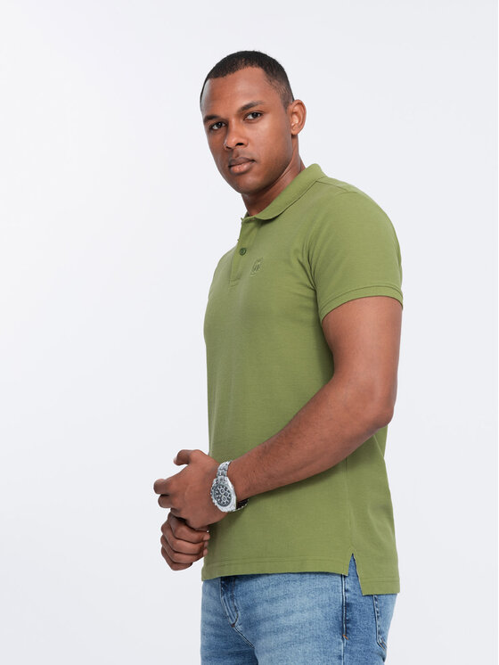 Ombre Ombre Polokošile OM-POBS-0100 Khaki Regular Fit