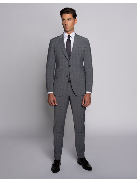 Borgio Borgio Marynarka portici Szary Slim Fit