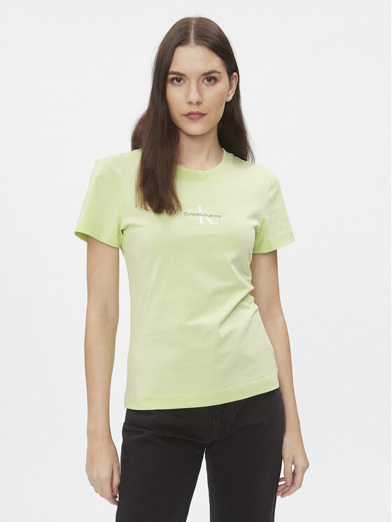Calvin Klein Jeans Calvin Klein Jeans T-shirt Monologo J20J222564 Zelena Slim Fit