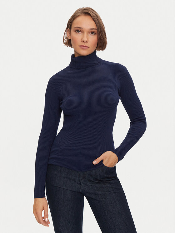 Kontatto Kontatto Rollkragenpullover 3M0117 Dunkelblau Slim Fit