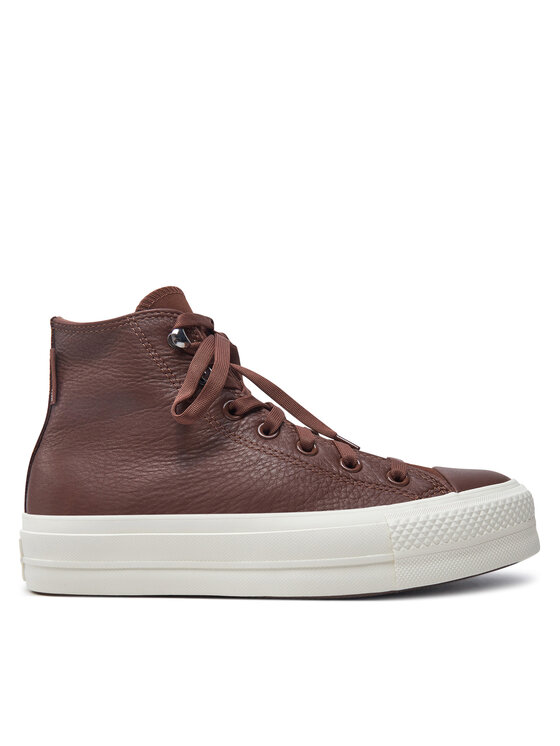 Converse Plátenky Chuck Taylor All Star Lift Platform Water Repellent Leather A10362C Hnedá