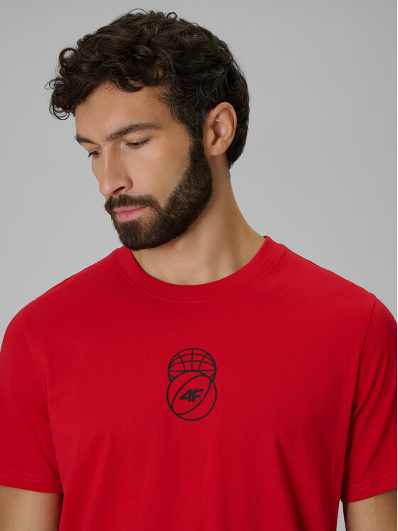 4F 4F T-Shirt ESSENTIAL 2 Czerwony Regular Fit