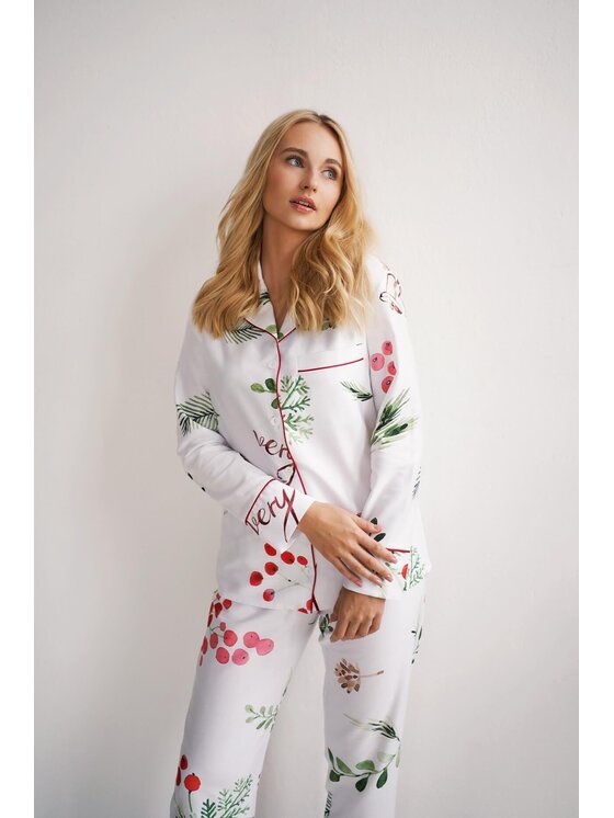 White pocket White pocket Piżama Satynowa Biały Regular Fit