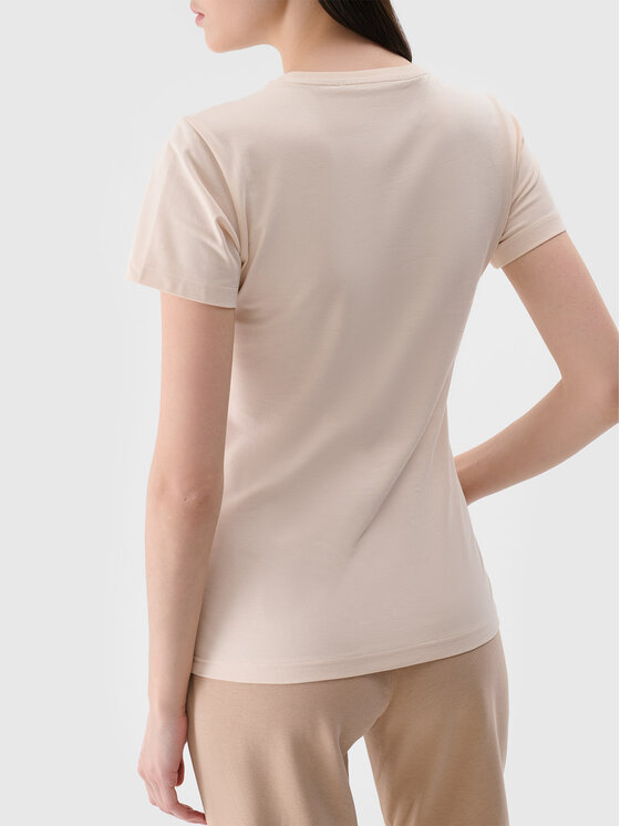 4F 4F T-Shirt NOS Beżowy Slim Fit