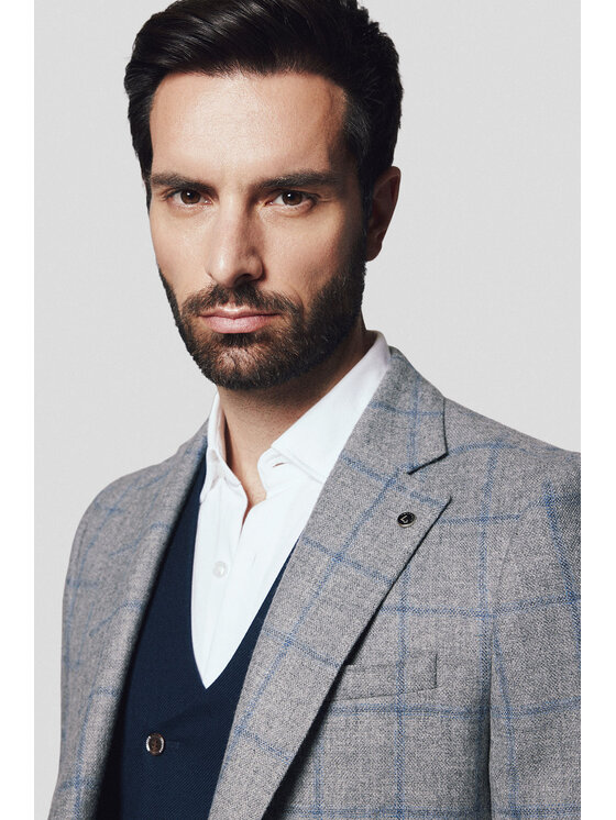 Lancerto Lancerto Marynarka Tijuana MA073224000010 Szary Slim Fit
