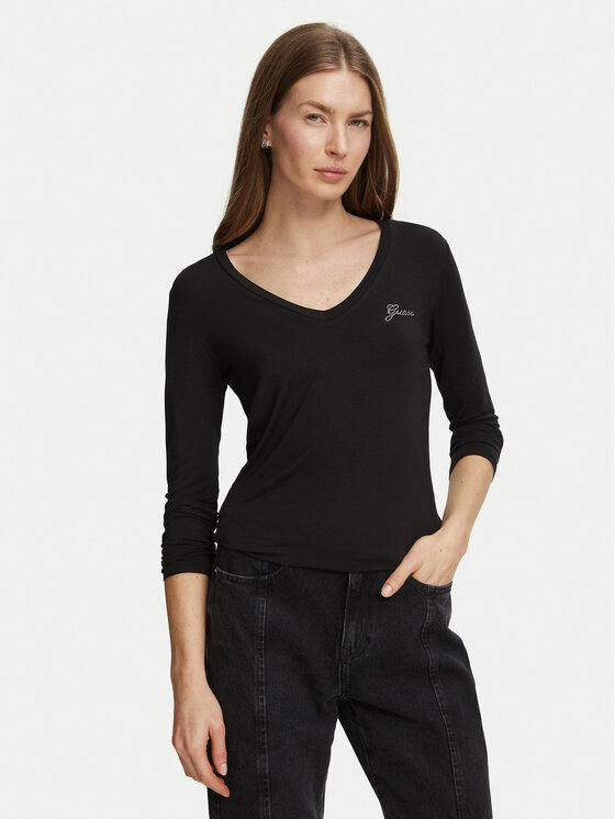 Guess Guess Bluzka W6BR04 Z1247 Czarny Regular Fit