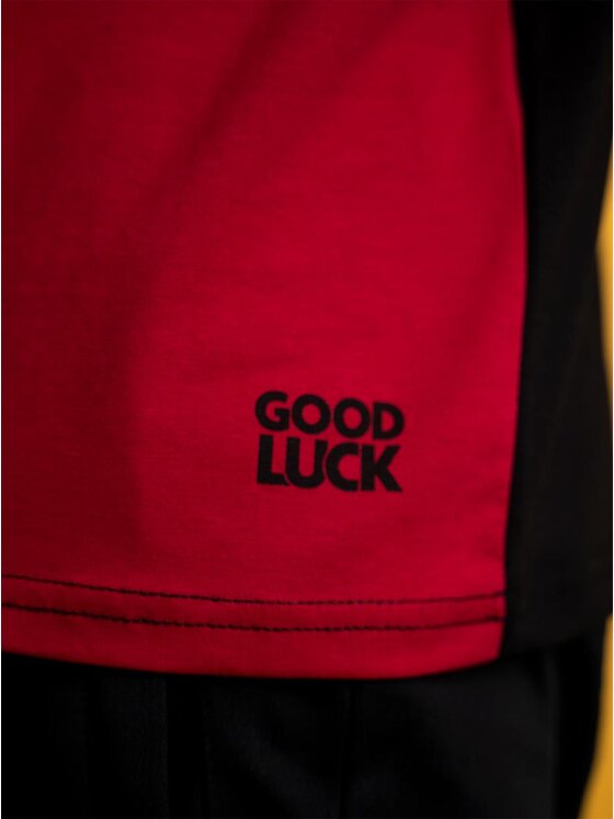 Good Luck Good Luck T-Shirt Koszulka Z Krótkim Rękawem GOOD LUCK Wavy Czarna / Bordowa / Czerwona 6XL Czerwony Regular Fit