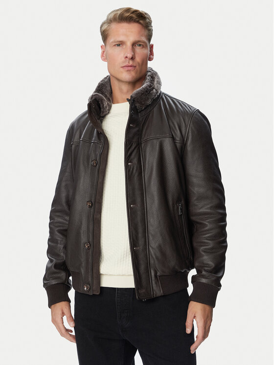 Milestone Кожено яке MSNewton 631014 21465 Тъмнокафяв Regular Fit