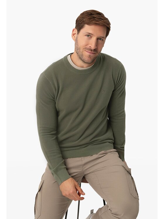 Volcano Volcano Sweter S-LOGAN Zielony Regular Fit