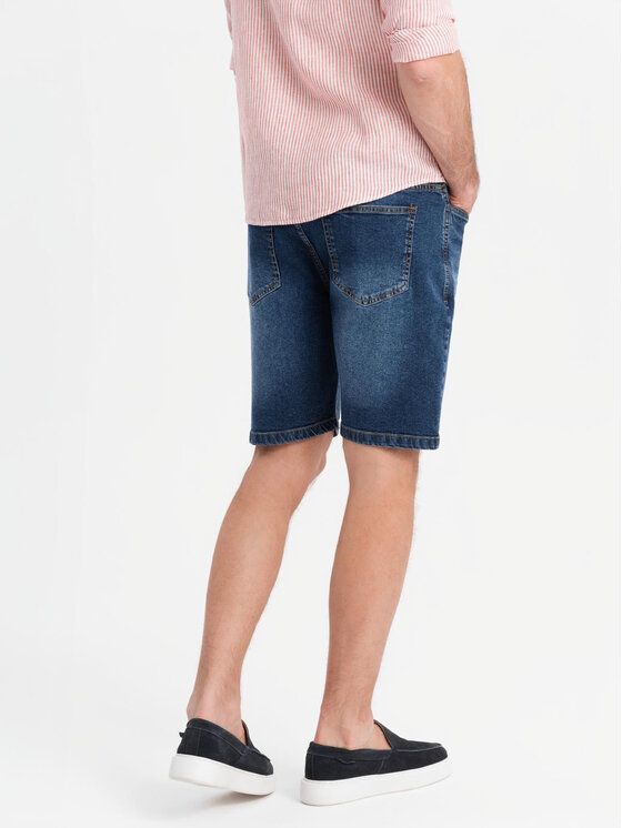 Ombre Ombre Džínové šortky OM-SRDS-0171 Tmavomodrá Regular Fit