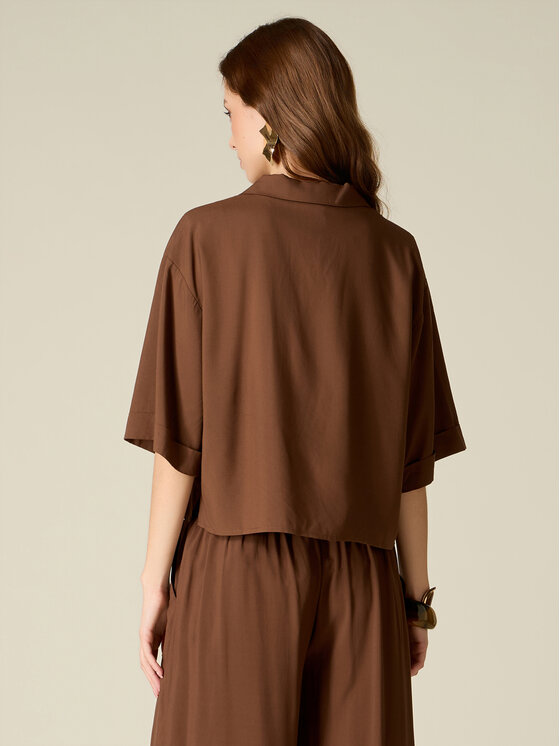 Oltre Oltre Koszula 5025J000851N032 Brązowy Boxy Fit