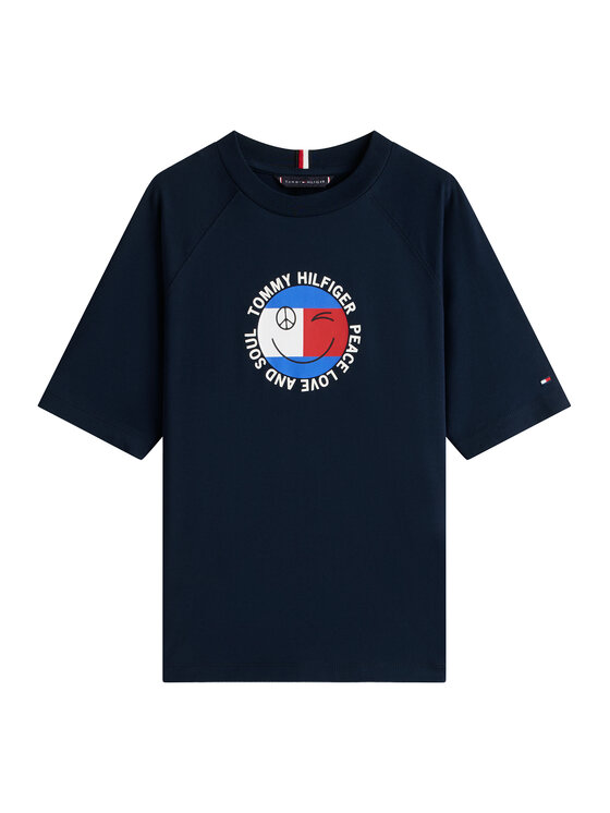 Tommy Hilfiger Tommy Hilfiger T-Shirt Smiley Flag KB0KB10269 Granatowy Regular Fit