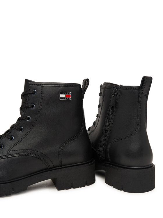 Tommy Jeans Tommy Jeans Turistická obuv Tjw Cleated Lace Up Boots EN0EN03104 Černá