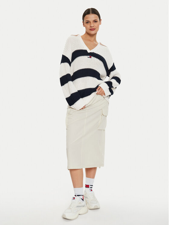 Tommy Jeans Tommy Jeans Džemper Rugby DW0DW18523 Écru Relaxed Fit