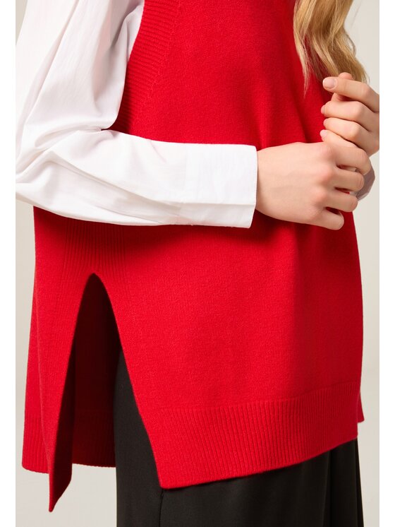 Oltre Oltre Sweter M187E002210N016 Czerwony Over Fit