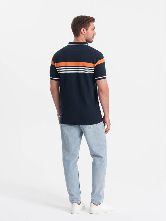 Ombre Ombre Polokošile OM-POSS-0127 Tmavomodrá Regular Fit