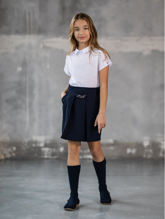 SLY SLY Spódnica 3S-308B Granatowy Comfortable Fit