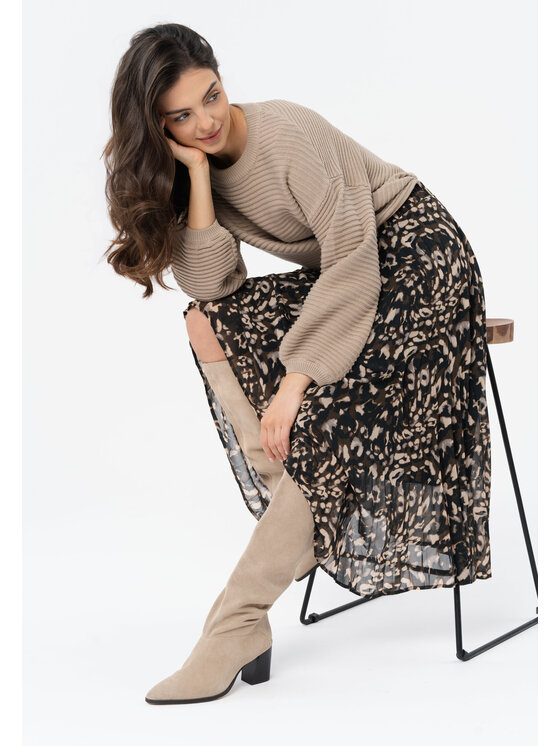 Volcano Volcano Sweter S-FLOR Beżowy Regular Fit