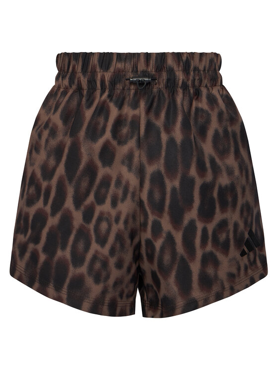adidas adidas Pantaloni scurți sport Seasonal Essentials Leopard Print JZ0199 Maro Regular Fit