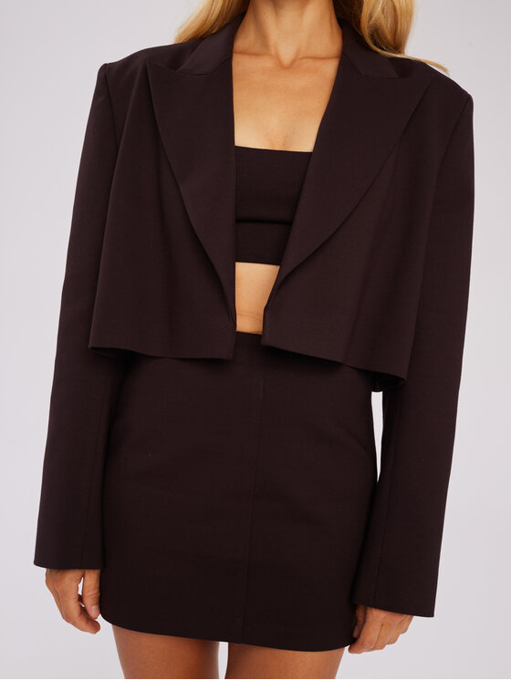 Marlu Marlu Top dopasowany Brązowy Classic Fit