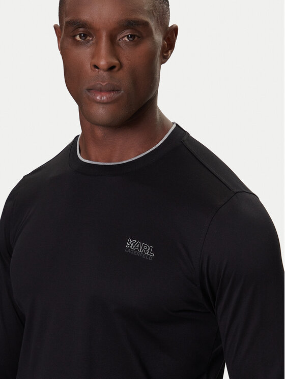 KARL LAGERFELD KARL LAGERFELD Тениска с дълъг ръкав 755001 554200 Черен Regular Fit