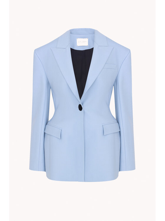 Epuzer Epuzer Marynarka Peplum wool Niebieski jasny Standard Fit
