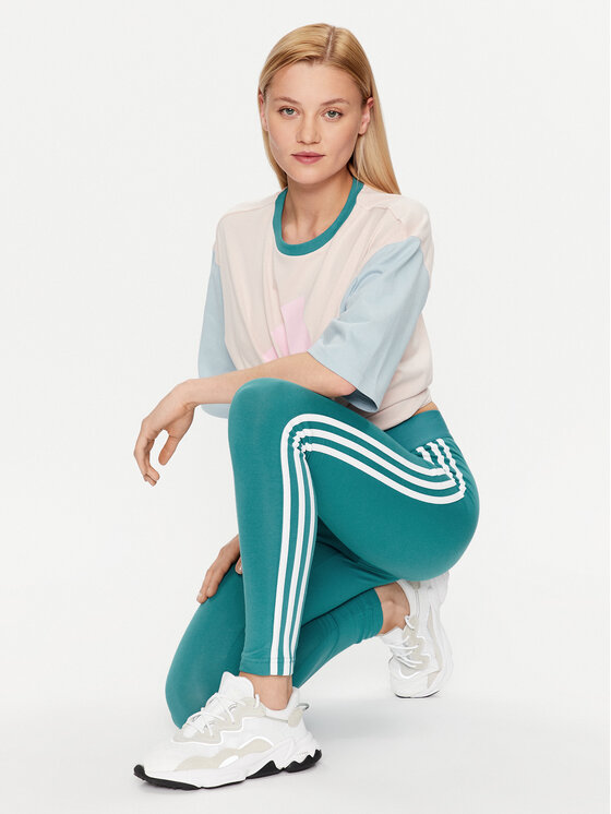 Adidas blue 3 stripe leggings hotsell