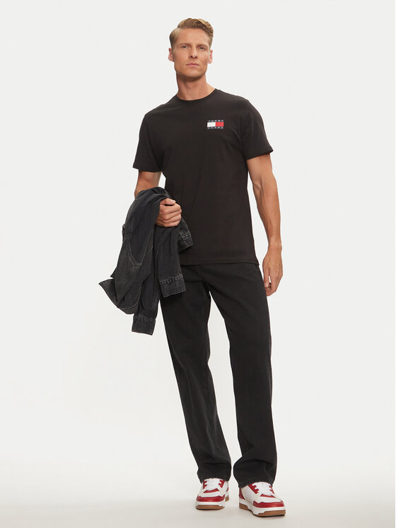 Tommy Jeans Tommy Jeans Tricou Essential Flag DM0DM20740 Negru Slim Fit
