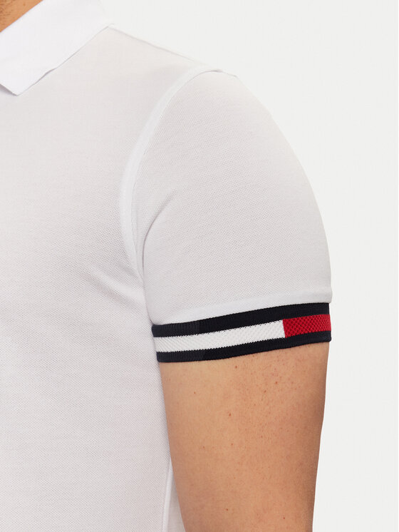 Tommy Hilfiger Tommy Hilfiger Поло Flag Cuff MW0MW37518 Білий Slim Fit