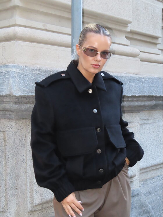 Magda Matyja Magda Matyja Kurtka damska JACKIE JACKET Czarny Regular Fit
