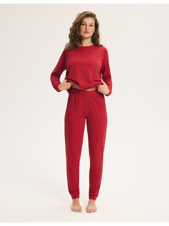 Esotiq Esotiq Pyžamo 46123 Červená Regular Fit