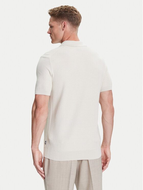 BOSS BOSS Тениска с яка и копчета H-Iannotti 50543148 Бежов Regular Fit