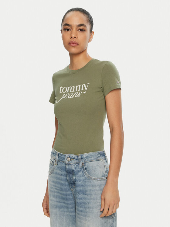Tommy Jeans Tommy Jeans Tricou Essential DW0DW19447 Verde Slim Fit