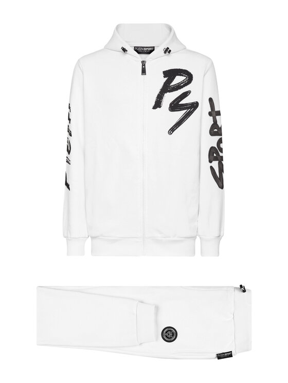 Plein Sport Plein Sport Sada mikina a látkové kalhoty 1669 Bílá Regular Fit