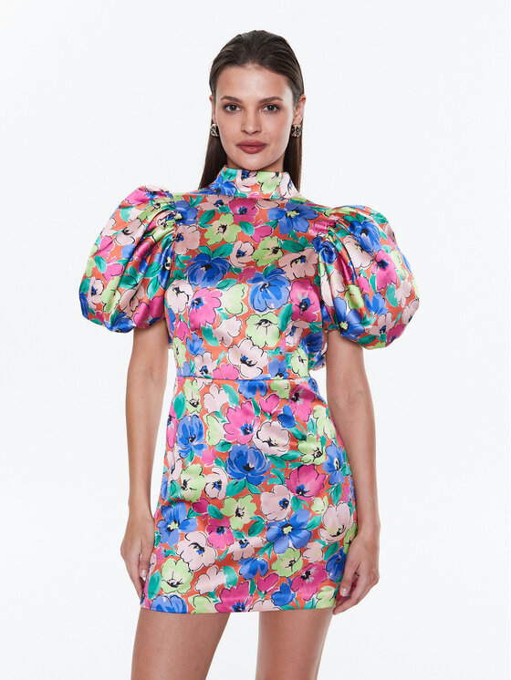 ROTATE ROTATE Koktejlové šaty Silky Woven RT2337 Barevná Slim Fit