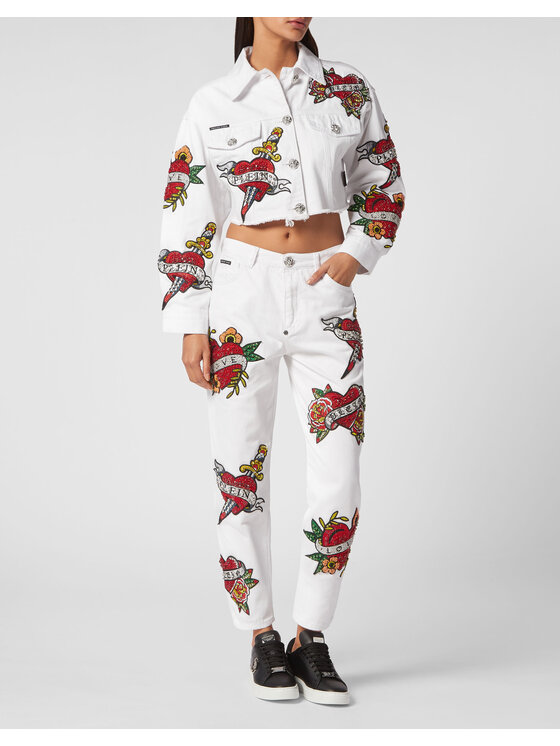 PHILIPP PLEIN PHILIPP PLEIN Kurtka jeansowa 1829 Biały Regular Fit