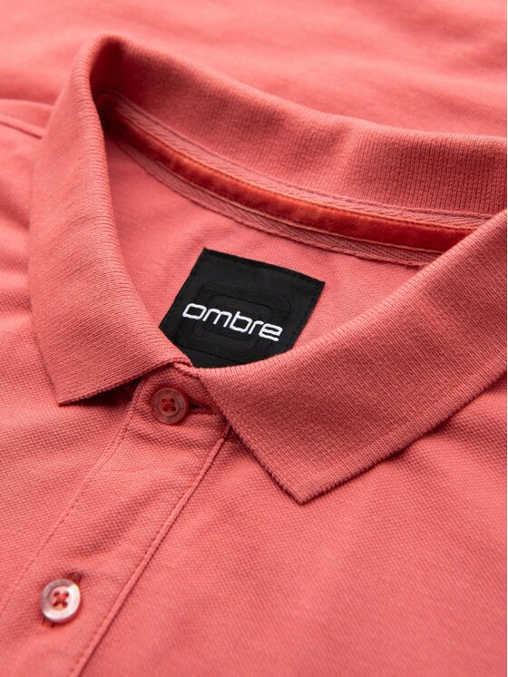 Ombre Ombre Polo OM-POSS-0103 Różowy Regular Fit