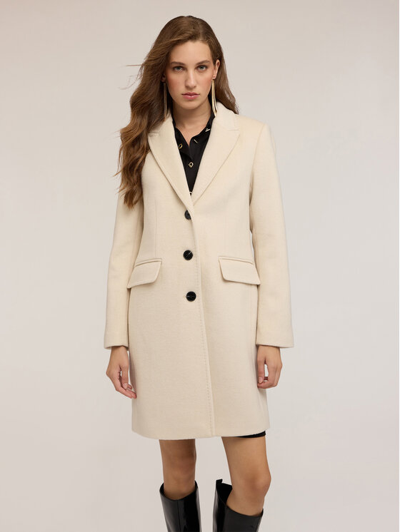 Motivi Motivi Cappotto 0098Q000619N002 Bianco Regular Fit