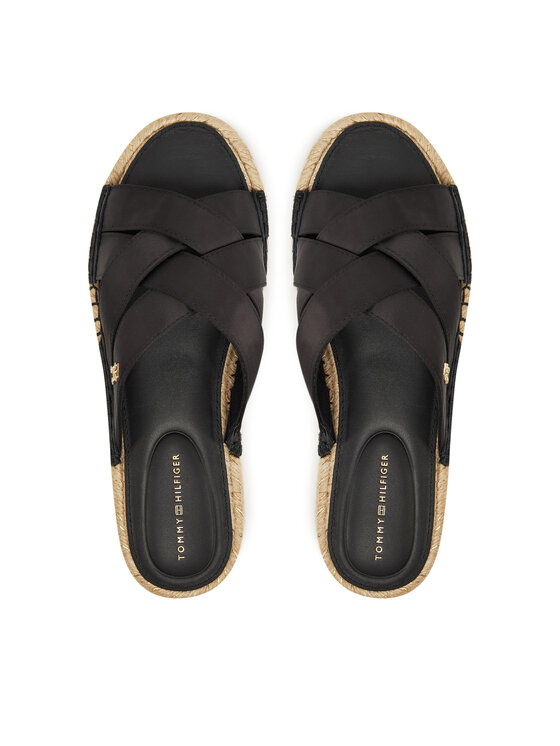 Tommy Hilfiger Tommy Hilfiger Espadrile Satin Espadrille Mule FW0FW08502 Negru