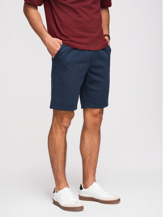 Ombre Ombre Szorty materiałowe OM-SRSK-0124 Granatowy Regular Fit