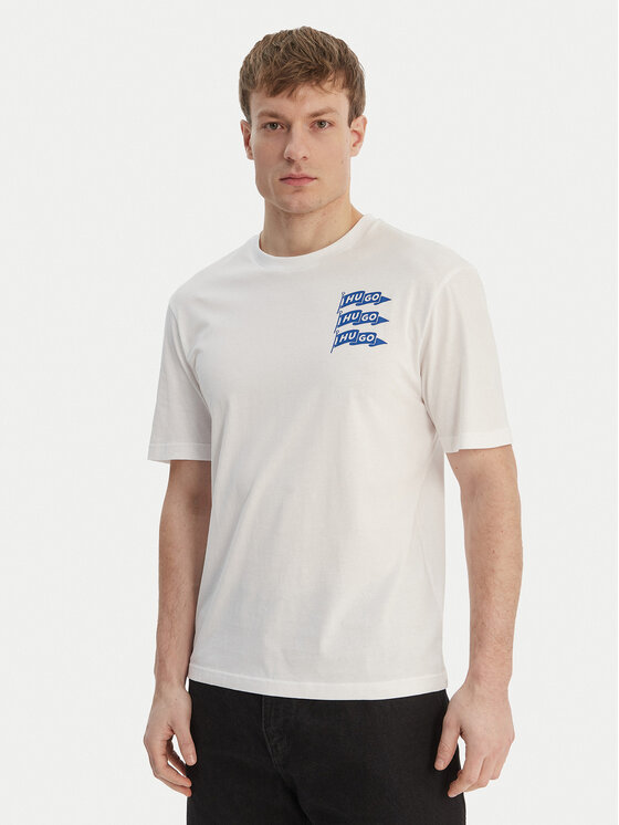 HUGO Tricou Nalien 50560060 Alb Regular Fit