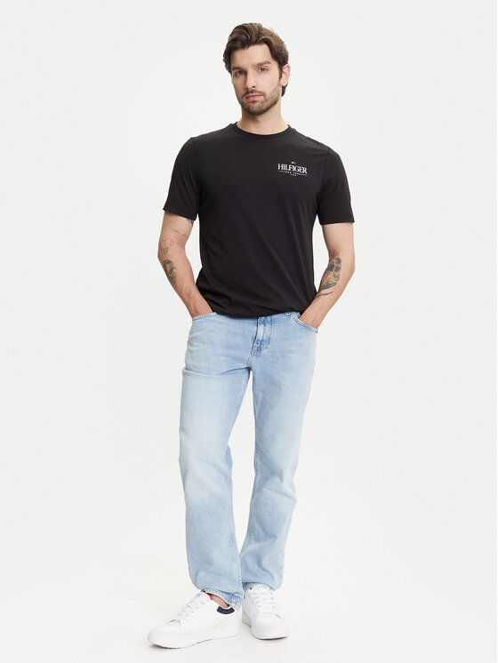 Tommy Hilfiger Tommy Hilfiger Marškinėliai Stack MW0MW39355 Juoda Regular Fit