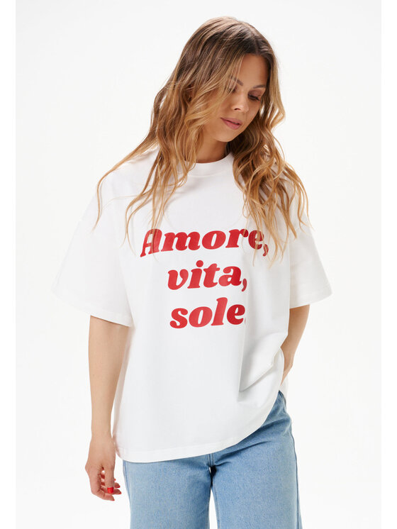 Mirons Mirons T-Shirt Print Biały Regular Fit