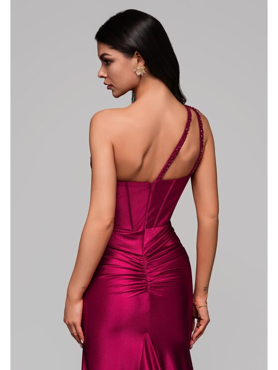 Ombre Ombre Sukienka wieczorowa LA-OM-DLR143 Bordowy Regular Fit