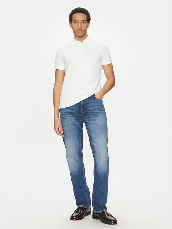 Tommy Hilfiger Tommy Hilfiger Тениска с яка и копчета Essential MW0MW35585 Бял Regular Fit