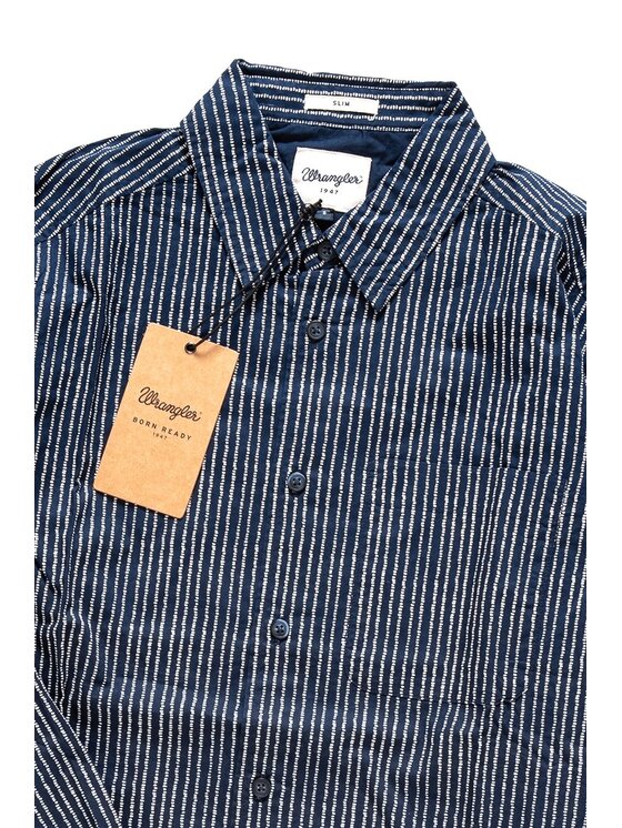 Wrangler Wrangler Camicia L/S ROUND PKT SHIRT Blu Slim Fit
