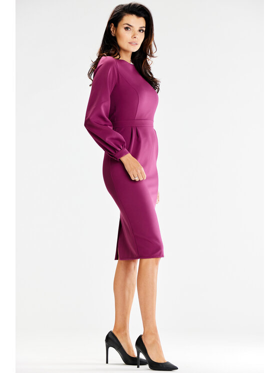 Awama Awama Večerní šaty A597 Fialová Basic Fit