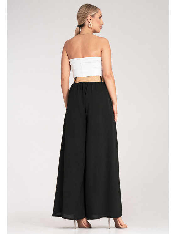 FIGL FIGL Bavlnené nohavice M1160 Čierna Loose Fit