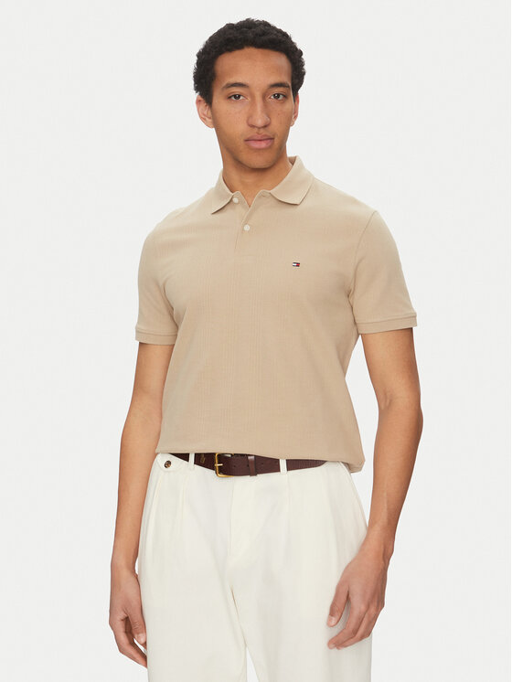 Tommy Hilfiger Tommy Hilfiger Tricou polo Vertical MW0MW38951 Bej Regular Fit